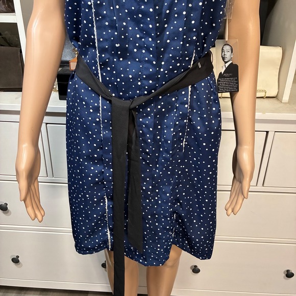 Jason Wu For Target Navy White Polka Dot Shirt Dress Belted Midi Size M - Picture 5 of 7